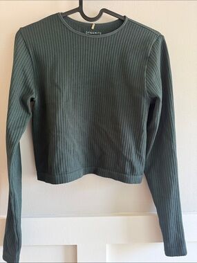 Dynamite Dark Green Ribbed Long Sleeve Top